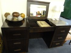 Dark Oak Mirrored Dressing Table