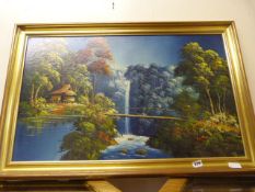 Gilt Framed Oil Painting Depicting A Country Scene