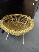 1970's Wicker Basket on Stand