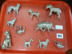 Collection of Silver Metallic Animals