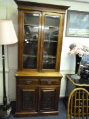 Edwardian Oak Display Cabinet over Sideboard