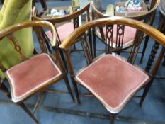 4 Edwardian Mahogany Inlaid Corner Chairs