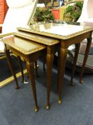 Nest of 3 Glazed Top Table