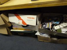 6 Boxes of Bric-a-Brac including Wall Paper - Electrics - PC Games - Ceramics etc
