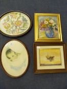 2 Oil Paintings - Needlework Picture etc