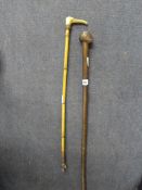 African Carved Walking Stick & Riding Crop