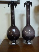 2 Large Purple Glass Vases