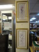 2 Gilt Framed Flower Prints