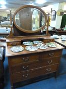 Mahogany Inlaid Dressing Table with Mirror