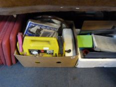 2 Boxes of Bric-a-Brac including Duvet Cabinets - Battery Chargers etc