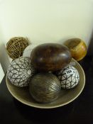 Fruit Bowl containing Artificial Ornamental Balls