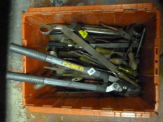 Box Containing Engineers Assorted Tools - Long Armed Shears etc