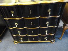 Ebonised Chest of 4 Drawers on Bun Feet