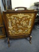 Oak Needlework Fire Screen