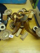 Wood 4 Branch Hanging Ceiling Light