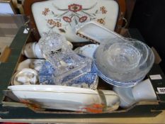 Box Containing Blue & White Wares - Tea Sets etc
