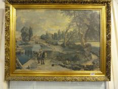 Gilt Framed Oil Painting Depicting A Country Scene