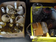 Box of Glassware - Chinaware & Hanging Ceiling Light