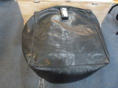 Black Leather Pouffe