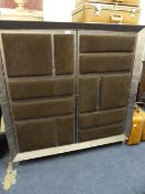 Brown Sued Covered Cupboard