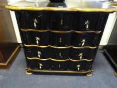 Ebonised Chest of 4 Drawers on Bun Feet