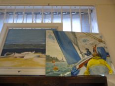 2 Oil on Boards Depicting Yachting Scenes