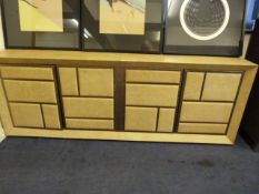 Handmade Sideboard Covered in Light Tan Leather