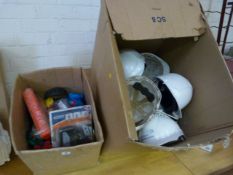 *Box containing Ear Defenders - Fire Blankets - Metal & Voltage Detectors etc & Box containing White