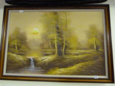 Framed Oil on Canvas Depicting A Country Scene