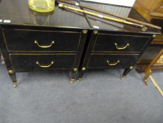 Pair of Ebonised Edwardian Style Bedside Cabinets