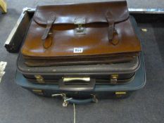 2 Vintage Suitcases & Attache Case etc