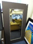 Large Brown Leatherette Framed Wall Mirror