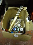 Box Containing Oxyacetylene Cutting Torch - Oxygen Gauges etc