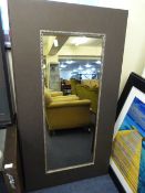 Large Brown Leatherette Framed Wall Mirror