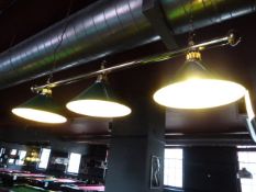 *Brass & Green Enamel 3 Lamp Pool Table Lamp