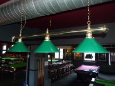 *Brass & Green Enamel 3 Lamp Pool Table Lamp