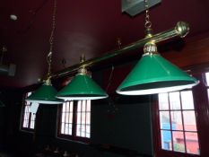 *Brass & Green Enamel 3 Lamp Pool Table Lamp