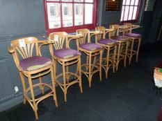 *6 Beech Bentwood Chairs with Upholstered Seats