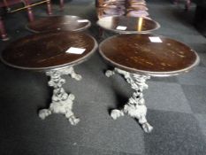 *4 Circular Bar Tables on Cast Iron Bases with Hard Wood Tops