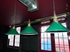 *Brass & Green Enamel 3 Lamp Pool Table Lamp