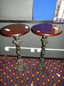 *2 Circular Poser Tables on Cast Iron Bases with Dark Wood Tops 18