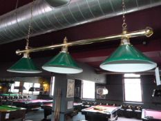 *Brass & Green Enamel 3 Lamp Pool Table Lamp