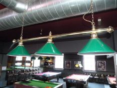 *Brass & Green Enamel 3 Lamp Pool Table Lamp