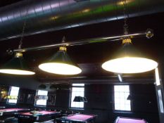 *Brass & Green Enamel 3 Lamp Pool Table Lamp