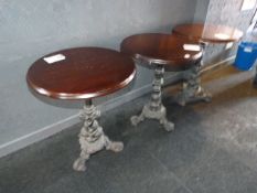 *3 Circular Bar Tables on Cast Iron Base with Hard Wood Top