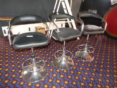 *3 High Seat Chrome & Faux Leather Chairs