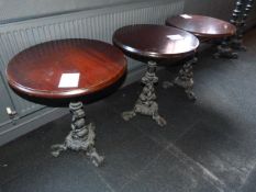*3 Circular Bar Tables with Cast Iron Bases & Hard Wood Tops