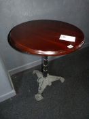 *Circular Bar Table on Cast Iron Base with Hard Wood Top