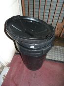 3 Black Plastic Dust Bins (2 with 2 Lids)