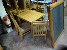 Tile Topped Square Beech Framed Table with 2 Chairs